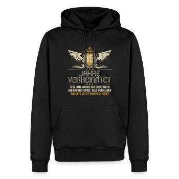 15 Jahre verheiratet zynisch 15.Hochzeitstag - Männer Premium Bio Hoodie - Schwarz - Vorne - Nico (187cm)