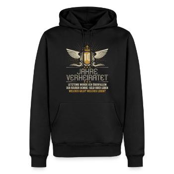 10 Jahre verheiratet zynisch 10.Hochzeitstag - Männer Premium Bio Hoodie - Schwarz - Vorne - Nico (187cm)