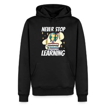 N’arrêtez jamais d’apprendre Retour à l’école - Sweat à capuche Premium bio Homme - noir - Devant - Nico (187cm)
