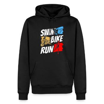 Swim Bike Run Triathletin Triathlon Triathlet - Männer Premium Bio Hoodie - Schwarz - Vorne - Nico (187cm)