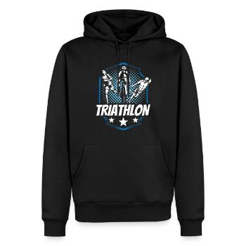 Triathlon Triathlet Sport Triathletin Triathlons - Männer Premium Bio Hoodie - Schwarz - Vorne - Nico (187cm)