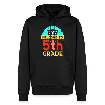 Bienvenue en 5e année, cinquième, cinquième année - Sweat à capuche Premium bio Homme - noir - Devant - Nico (187cm)