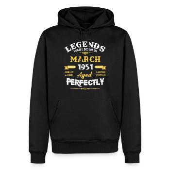Vintage Aged To Perfection March 1951 - Men’s Premium Organic Hoodie - black - Front - Nico (187cm)