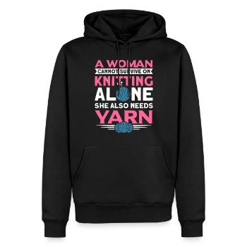 Tricot à la main drôle de tricot dicton - Sweat à capuche Premium bio Homme - noir - Devant - Nico (187cm)