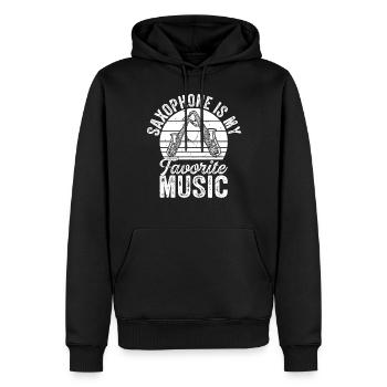 Le saxophone est ma musique préférée - Saxophoniste - Sweat à capuche Premium bio Homme - noir - Devant - Nico (187cm)