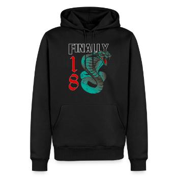 18 ans, condamnation à la naissance - Sweat à capuche Premium bio Homme - noir - Devant - Nico (187cm)