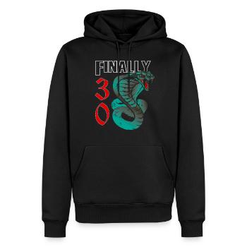 30 Jahre alt, Geburtsspruch - Männer Premium Bio Hoodie - Schwarz - Vorne - Nico (187cm)