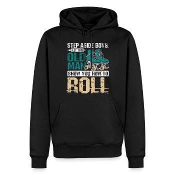 Laissez ce vieil homme vous montrer comment faire du roller - Sweat à capuche Premium bio Homme - noir - Devant - Nico (187cm)