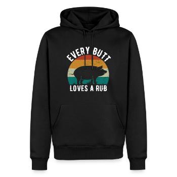 Funny Every Butt Loves A Rub For BBQ Lover - Männer Premium Bio Hoodie - Schwarz - Vorne - Nico (187cm)