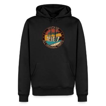 36e anniversaire homme femme 1987 décoration - Sweat à capuche Premium bio Homme - noir - Devant - Nico (187cm)