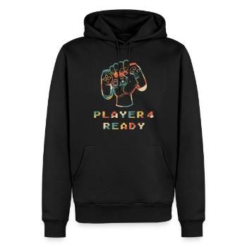 Player 4 Ready in Combo mit Player 1, 2 - Männer Premium Bio Hoodie - Schwarz - Vorne - Nico (187cm)