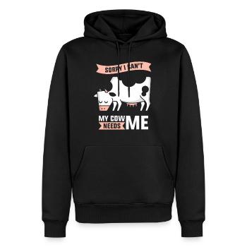Ma vache n’a-t-elle pas besoin de moi Vache laitière Vaches - Sweat à capuche Premium bio Homme - noir - Devant - Nico (187cm)