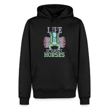 Life consists of horses horse riding - Men’s Premium Organic Hoodie - black - Front - Nico (187cm)