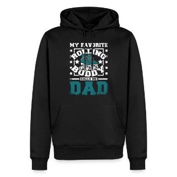 Mon patineur à roues alignées préféré m’appelle papa - Sweat à capuche Premium bio Homme - noir - Devant - Nico (187cm)