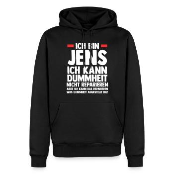 Jens - Männer Premium Bio Hoodie - Schwarz - Vorne - Nico (187cm)