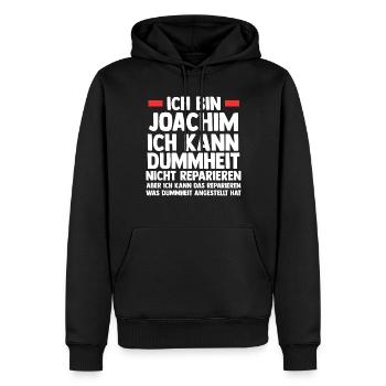 Joachim - Männer Premium Bio Hoodie - Schwarz - Vorne - Nico (187cm)