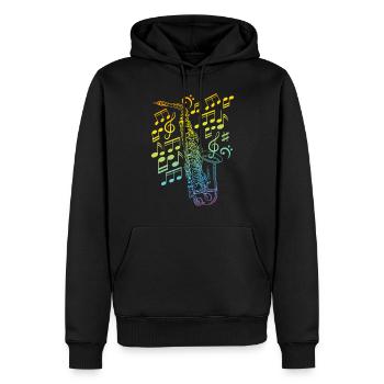Saxophone With Music Notes Saxophone Musician - Men’s Premium Organic Hoodie - black - Front - Nico (187cm)