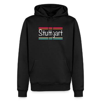 Stuttgart - Männer Premium Bio Hoodie - Schwarz - Vorne - Nico (187cm)