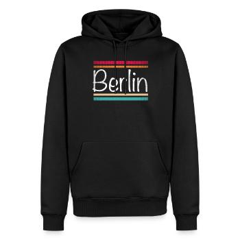 Berlin - Männer Premium Bio Hoodie - Schwarz - Vorne - Nico (187cm)