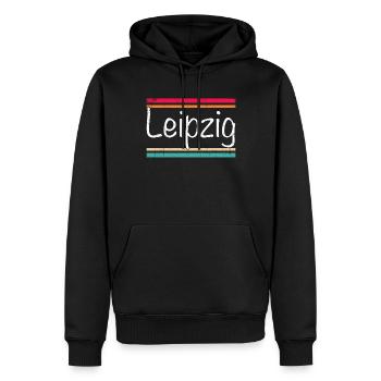 Leipzig - Sweat à capuche Premium bio Homme - noir - Devant - Nico (187cm)