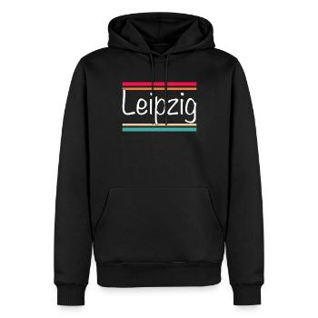 Leipzig - Sweat à capuche Premium bio Homme - noir - Devant - Nico (187cm)