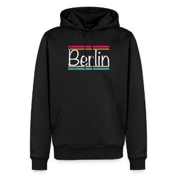 Berlin - Sweat à capuche Premium bio Homme - noir - Devant - Nico (187cm)