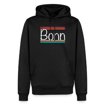 Bonn - Männer Premium Bio Hoodie - Schwarz - Vorne - Nico (187cm)