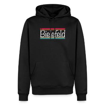 Bielefeld - Männer Premium Bio Hoodie - Schwarz - Vorne - Nico (187cm)