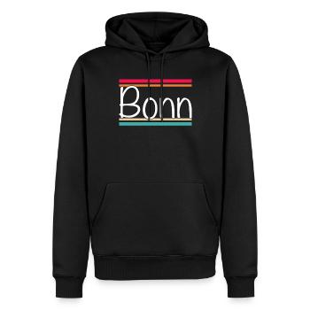 Bonn - Männer Premium Bio Hoodie - Schwarz - Vorne - Nico (187cm)
