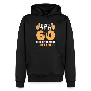 60 Jahre alt 60er Papa 60. Geburtstag Geschenkidee - Männer Premium Bio Hoodie - Schwarz - Vorne - Nico (187cm)