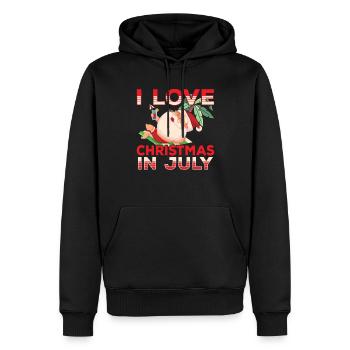 J’aime Noël en juillet Noël en juillet - Sweat à capuche Premium bio Homme - noir - Devant - Nico (187cm)