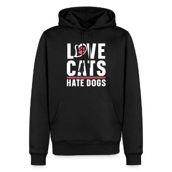 Love Cats Hate Dogs Cat Lovers Pet - Men’s Premium Organic Hoodie - black - Front - Nico (187cm)