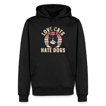 Love Cats Hate Dogs Lovers Cat Pet - Men’s Premium Organic Hoodie - black - Front - Nico (187cm)