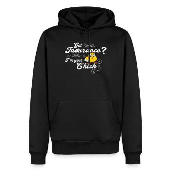 Drôle de représentant des ventes d’assurance - Sweat à capuche Premium bio Homme - noir - Devant - Nico (187cm)