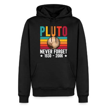 Pluto Never Forget For Astronomy Lover - Men’s Premium Organic Hoodie - black - Front - Nico (187cm)