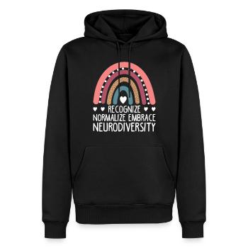 Recognize Normalize Embrace Neurodiversity For New - Men’s Premium Organic Hoodie - black - Front - Nico (187cm)
