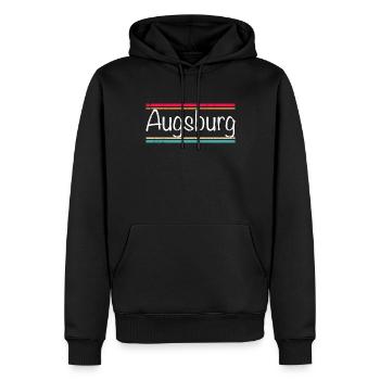 Augsburg - Männer Premium Bio Hoodie - Schwarz - Vorne - Nico (187cm)