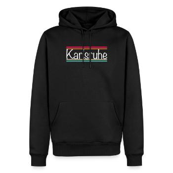 Karlsruhe - Männer Premium Bio Hoodie - Schwarz - Vorne - Nico (187cm)