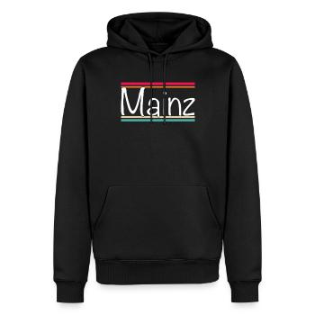 Mainz - Männer Premium Bio Hoodie - Schwarz - Vorne - Nico (187cm)