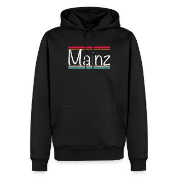 Mainz - Men’s Premium Organic Hoodie - black - Front - Nico (187cm)