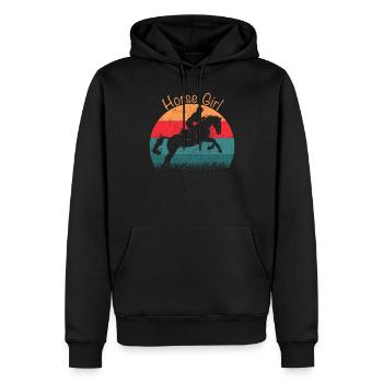 Horse Girl Equitation - Sweat à capuche Premium bio Homme - noir - Devant - Nico (187cm)