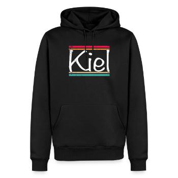 Kiel - Männer Premium Bio Hoodie - Schwarz - Vorne - Nico (187cm)