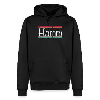 Hamm - Männer Premium Bio Hoodie - Schwarz - Vorne - Nico (187cm)