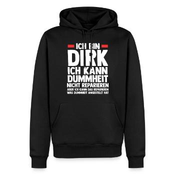 Dirk - Männer Premium Bio Hoodie - Schwarz - Vorne - Nico (187cm)