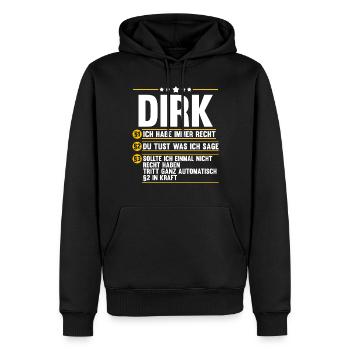 Dirk - Männer Premium Bio Hoodie - Schwarz - Vorne - Nico (187cm)
