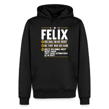 Felix - Männer Premium Bio Hoodie - Schwarz - Vorne - Nico (187cm)