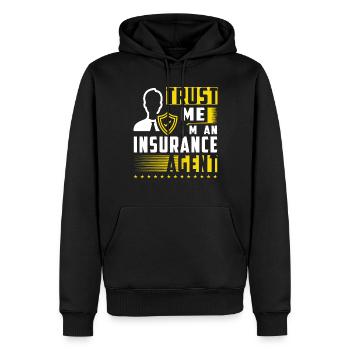 Drôle de représentant des ventes d’assurance - Sweat à capuche Premium bio Homme - noir - Devant - Nico (187cm)