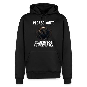 Please don't scare my dog Pug - Men’s Premium Organic Hoodie - black - Front - Nico (187cm)