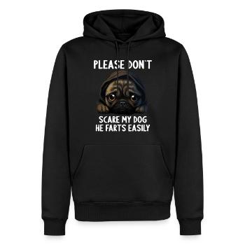 Please don't scare my dog Pug - Men’s Premium Organic Hoodie - black - Front - Nico (187cm)