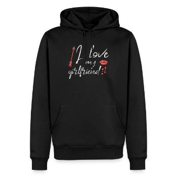 J’aime ma copine - Sweat à capuche Premium bio Homme - noir - Devant - Nico (187cm)
